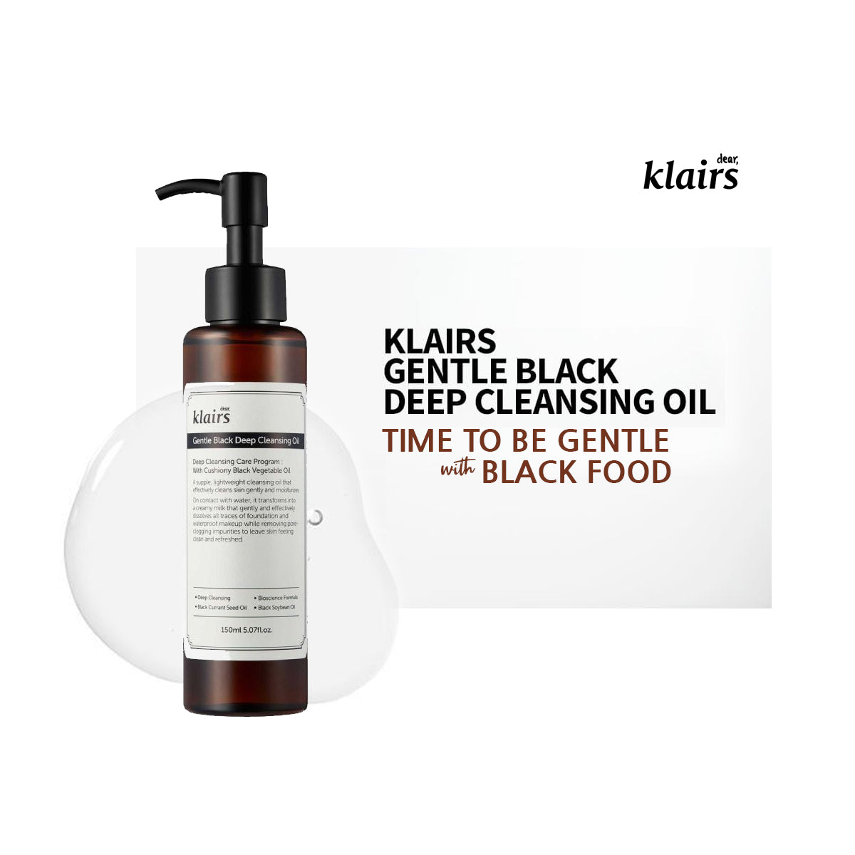 KLAIRS Gentle Black Deep Cleansing Oil
