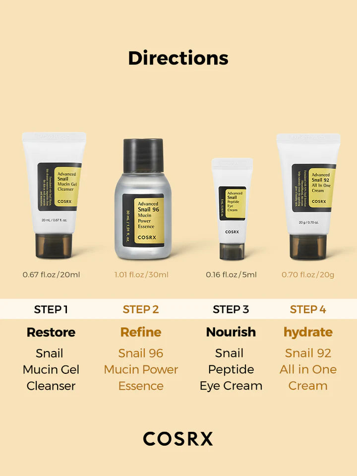 COSRX All about snail kit 4-step for dry skin & dark spot