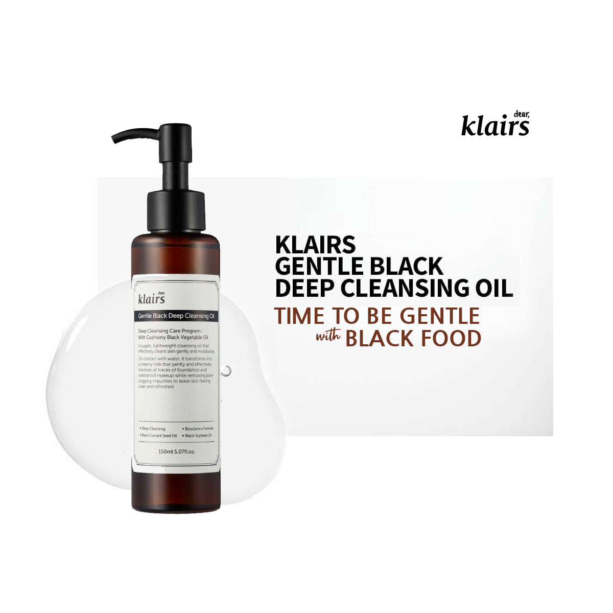 KLAIRS Gentle Black Deep Cleansing Oil from Dear, Klairs