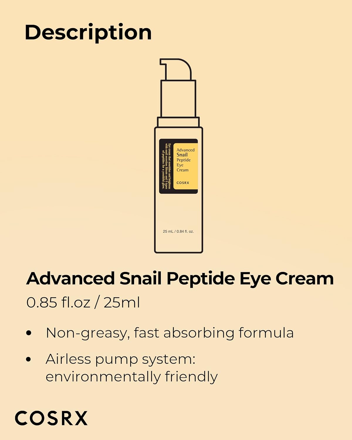 Crème pour les yeux aux peptides d'escargot avancée COSRX